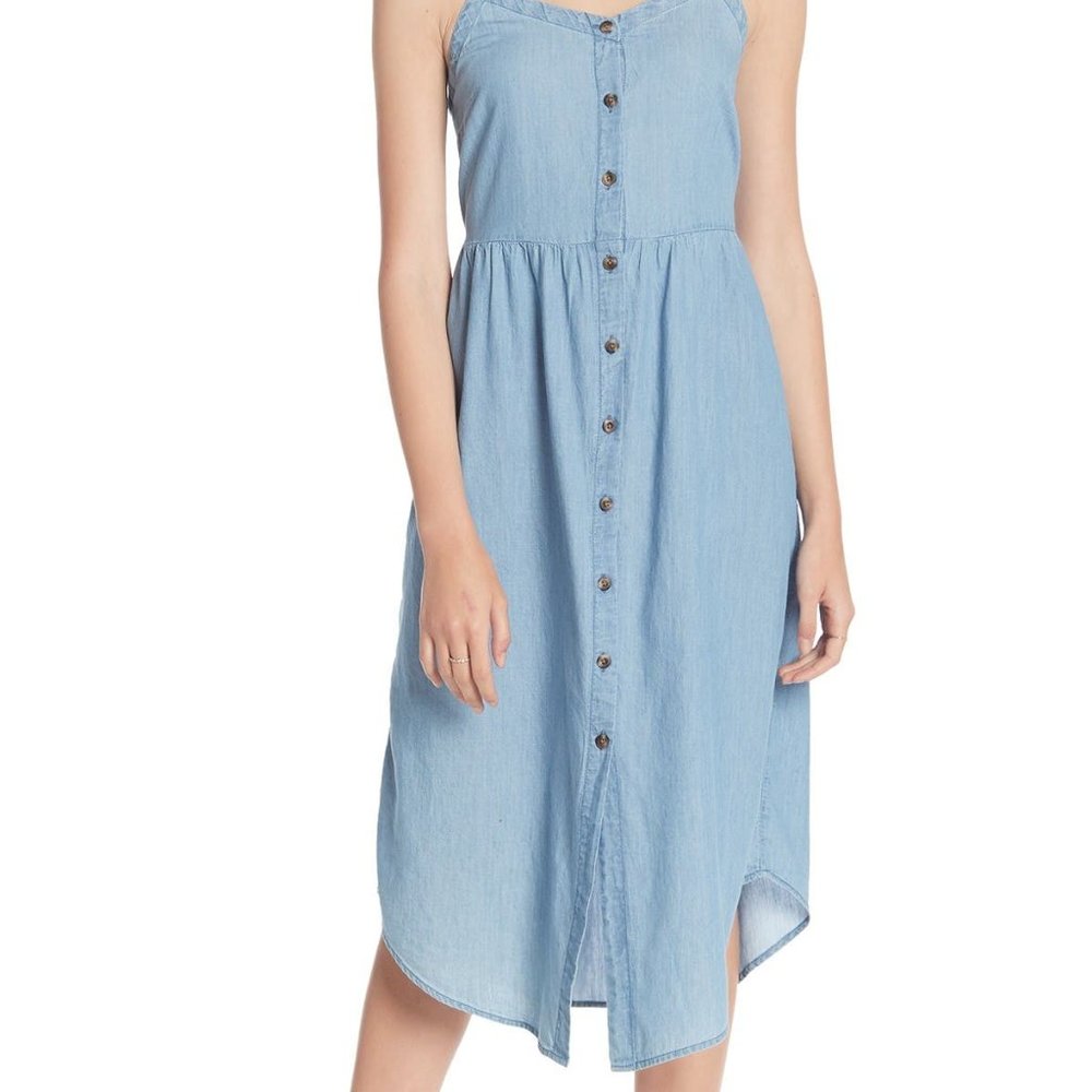 Nordstrom Rack Chambray Button-Down Midi Dress NWT